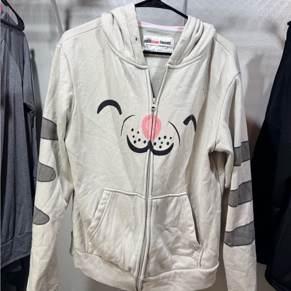 Ripple Junction Big Bang Theory Soft Kitty Cream Zip-Up Hoodie